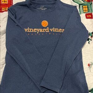 Vineyard Vines Navy Shirt with Orange Graphic